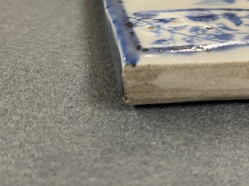 A Japanese blue and white Shoki-Imari rectangular box and cover, Edo